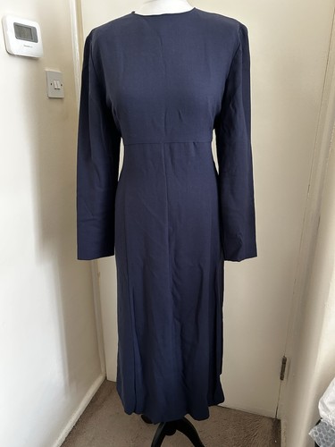 Jaeger, Vintage Jaeger Midikleid dunkelblau reine Schurwolle UK 16 sehr guter Zustand