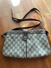 GUCCI GG Supreme Sherry Line Vintage PVC Large Shoulder Bag Crossbody From Japan