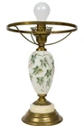 Vintage 1950s Hand-Painted Milk Glass & Brass Table Lamp — 13” Tall Ivy Motif