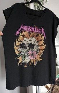 Metallica Skull & Rose Graphic T Shirt Black Size XL Band Tee