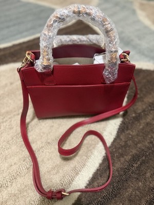 Mark & Graham BAMBOO ITALIAN LEATHER CROSSBODY- Red
