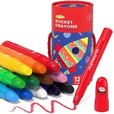 12 Color Twist Crayons for Toddlers 1-8, Non-Toxic Washable Art Supplies
