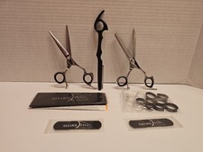 Sharkfin JS RH 5.5" Scissors  Texturizing Scissors Set Silver With Clear Gem