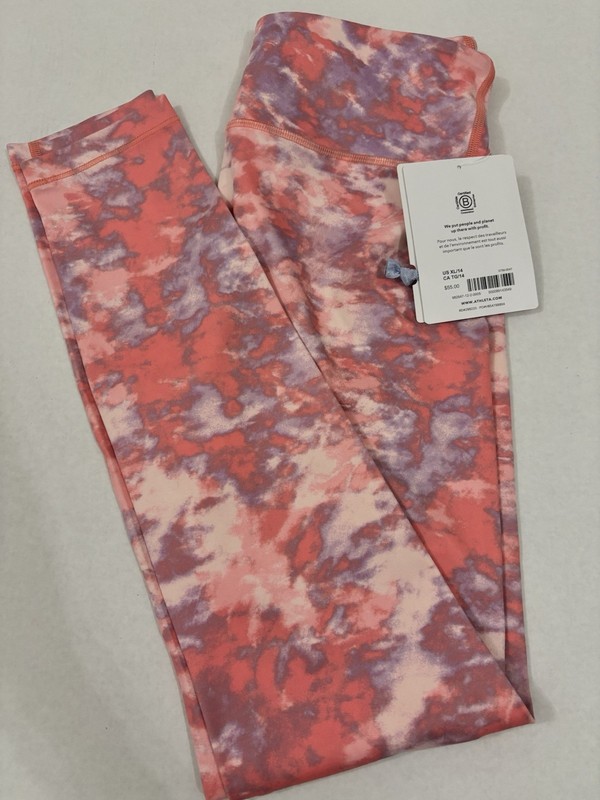 NWT Athleta High Rise Printed Chit Chat Printed Tight Pink Purple XL 14