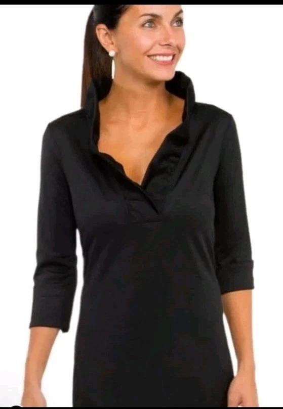 Vestido Gretchen Scott Cuello Volantes Para Mujer Talla M L Negro Cuello Volantes Midi Largo $398 Foto 2 de 4