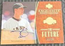2007 TIM LINCECUM Rookie Auto /15 SF Giants Upper Deck Exquisite Signatures RC