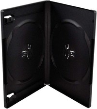 10 Pack 14mm Black Standard Double Capacity DVD Case and Outter Clear Sleeve