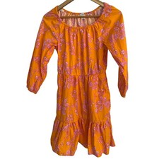 J Crew poplin dress women’s size 00 orange floral cotton pockets peasant cottage