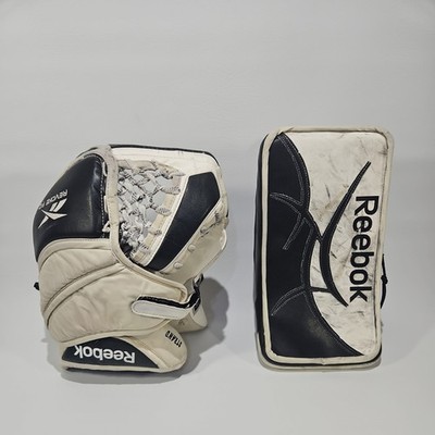 Reebok Revoke PZ goalie blocker & glove Black and white. Senior