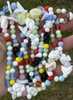 Vintage Multi color milk glass Czech glass bead 45" necklace jewelry