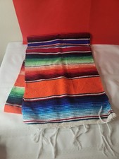 Mexican Orange Serape Striped Table runner 14-1/2" x 82" w/ Fringe Scarf