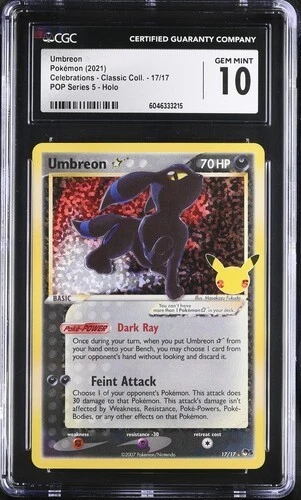 CGC 10 • Pokémon 2021 Umbreon Gold Star #17/17 • Celebrations •  Holo