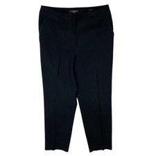 St. John Caviar Emma Womens Pants Size 10 Crop Crepe Marocain Black Stretch High