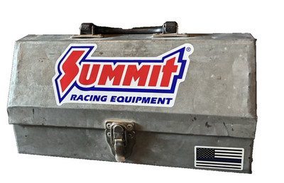Vintage Old School Galvanized Lidded Toolbox Latch Medium Summit USA 12 inch