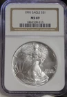 1995 US Silver Eagle $1 NGC MS69