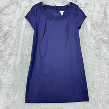 J Crew Dress Womens 4 Silk Blend Sheath Pockets Woven Neckline Career Office Zip