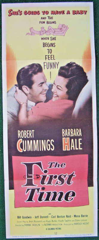 "The First Time" 1952 original insert movie poster  Cummings/Hale/Goodwin