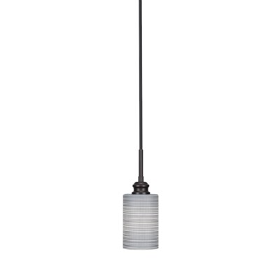 Toltec Edge Cord Mini Pendant, Espresso, 4'' Gray Matrix Glass - 1152-ES-4062