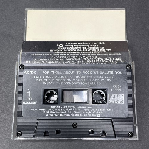 AC/DC, For Those About To Rock (Audio Cassette Tape, 1981) Heavy Metal - Picture 4 of 5