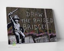BANKSY Draw The Raised Bridge Graffiti Canvas Art Wall Art Print Picture -C827