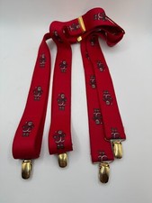 Vintage CAS West Germany Red Santa Suspenders Green Hat EUC