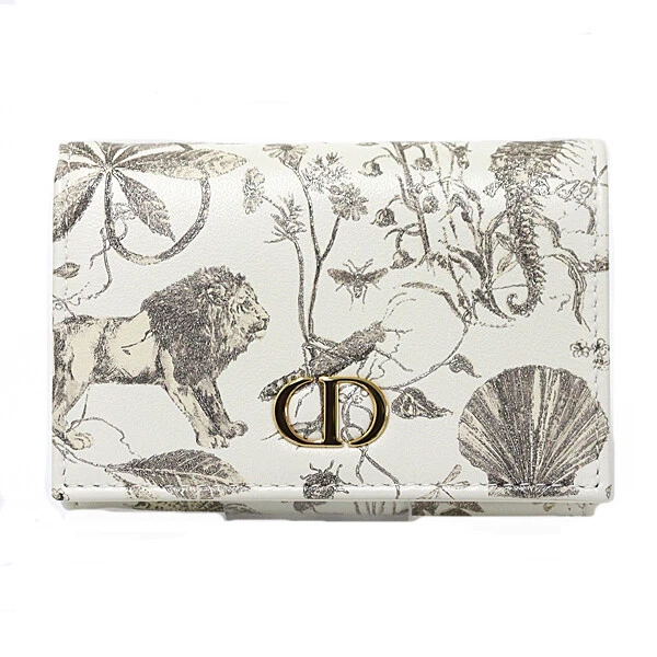 Christian Dior Portefeuille Caro Glycine Portefeuille S5132 Cuir Femme Blanc