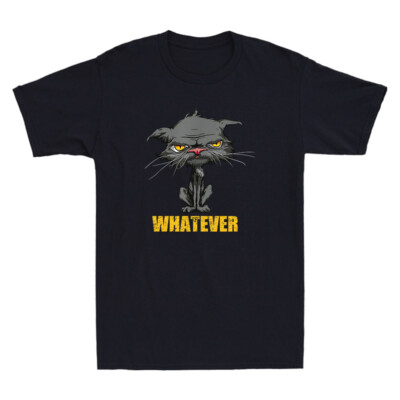 Whatever Angry Cat Funny Sarcastic Bored Cat Lovers Meh Meme Retro Men's T-Shirt