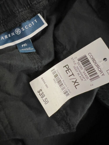 $40 Karen Scott Women's Black Mid Rise Pull-On Corduroy Pants Petite Size PXL - Picture 2 of 2