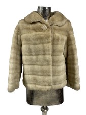 Tissavel Jacket Womens Coat Size M 12-14 Debenhams Beige Vintage Faux Fur Eu42