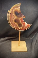 Cool Carnelian Moon Carving With Stand 221 Grams