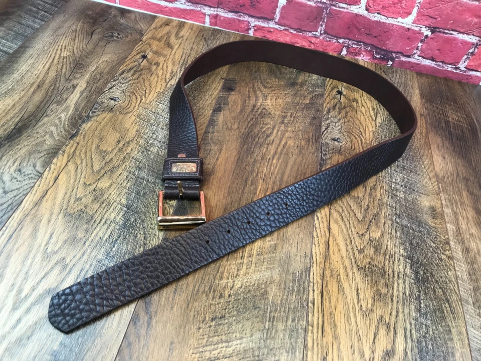 RARO CINTURÓN LOUIS STEWART VINTAGE DE ALTA GAMA CUERO MARRÓN OSCURO HEBILLA DORADA Hecho a mano Foto 2 de 4