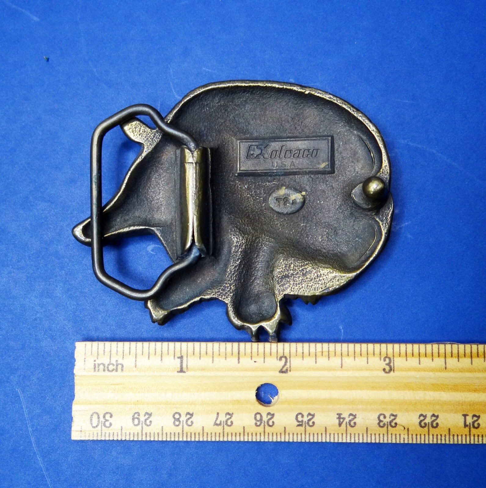 70's Brass Armadillo Belt Buckle Gem