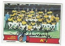 Taylor Duncan Signed 1979 Topps A's Team Card #328 / Autographed