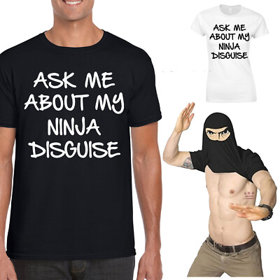 Ask me about my ninja Verkleidung T-Shirt Karate Kampfsport Unisex Tee Top #P1#OR