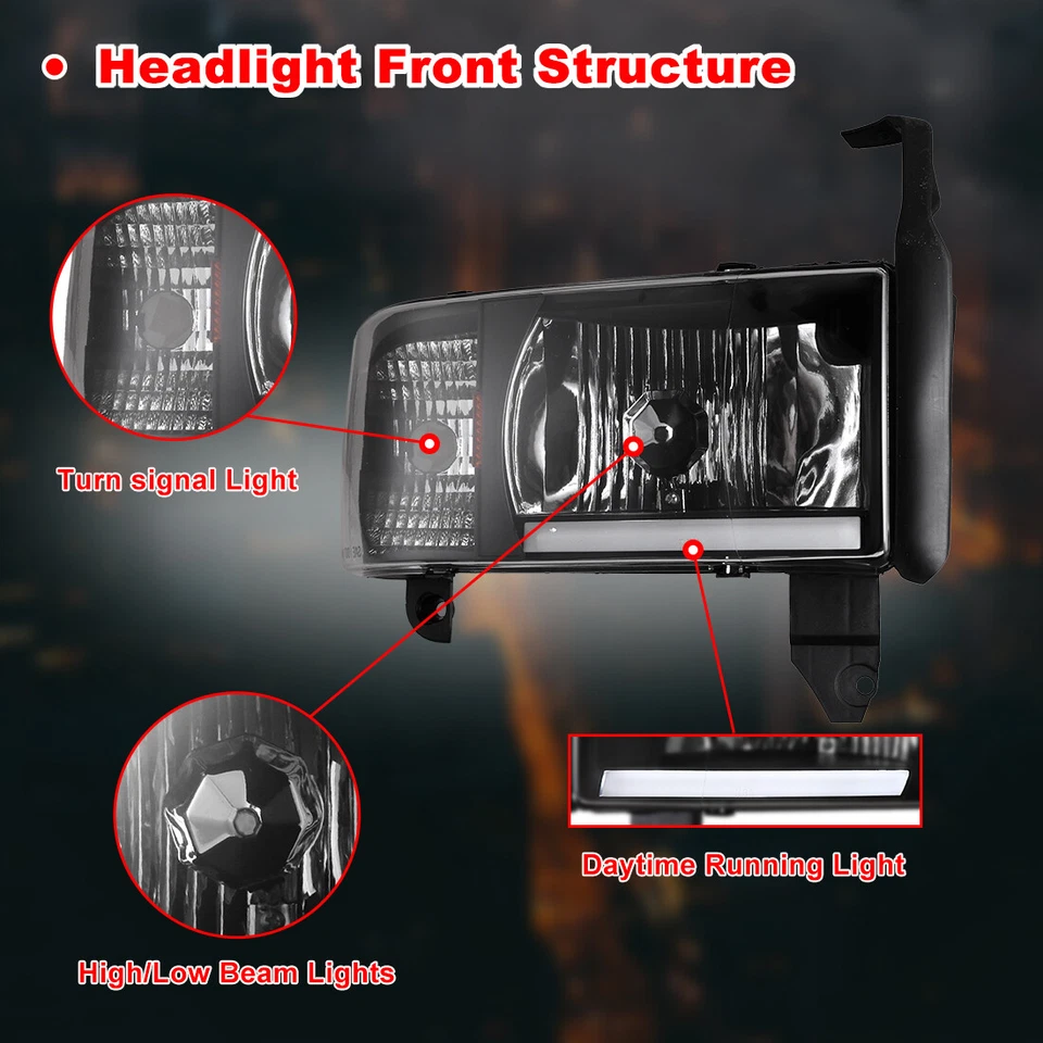 Пара угловых сигнальных фар для Dodge Ram 1500 2500 3500 1994-2001 годов выпуска 94-01 - Изображение 2 из 4