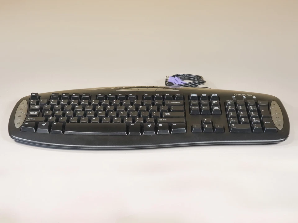 Gateway KB-0401 Black Silver Wired PS/2 Multimedia Keyboard Cleaned and Tested - Image 3 of 4