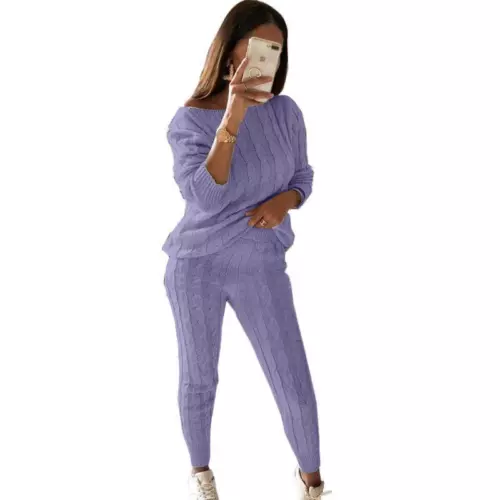 Women Cable-knit Loungewear Sweater & Pants Set Casual Outfits 2 Pcs Size - Picture 22 of 45
