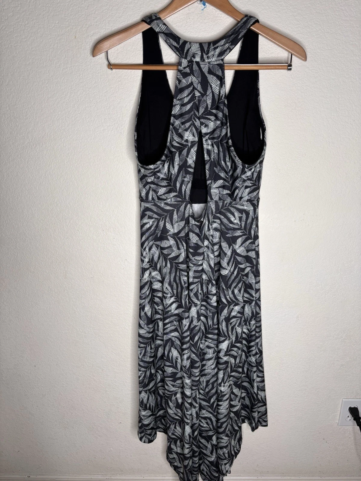 prana saxon dress tropical palm print midi 
