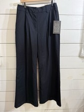 NWT Tuckernuck Navy Blue Wide Leg Pants Pleated Trouser sz Large
