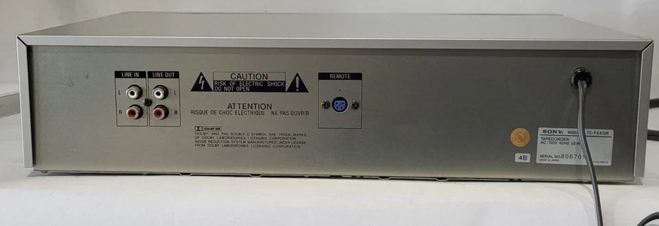 Gravador estéreo reverso automático anos 80 Sony Cassette Deck TC-FX410R peças ou reparo - Imagem 4 de 4