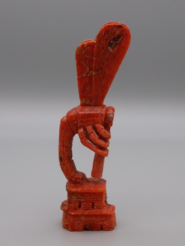 Florentino Martinez Apple Coral Zuni Kokopelli Dragonfly on Pueblo Fetish