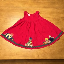 VTG Toddler Girl 18M Samara Teddy Bear Applique Jumper Dres Christmas Corduroy