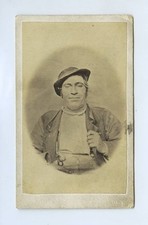 Workman In His Work Clothes By Sheets Wellsville Ohio USA CdV Photo 