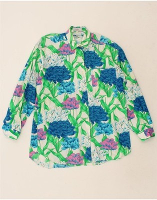 EMMANUEL SHVILI Damen Shirt IT 44 Medium Grün Blumen Baumwolle BI10