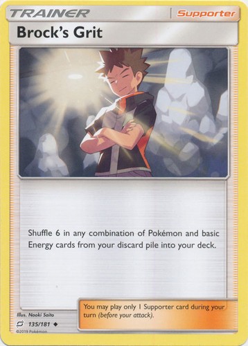 Brock's Grit - 135/181 - Uncommon (Near Mint) Team Up - Trainer - Supporter Poké