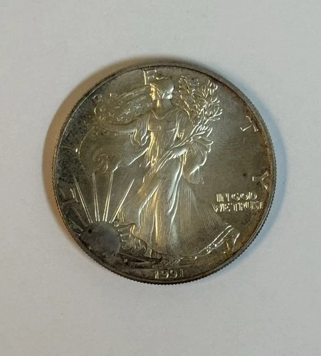 VTG 1991 1 oz American Silver Eagle Coin One Troy oz .999 Bullion Nicely Toned