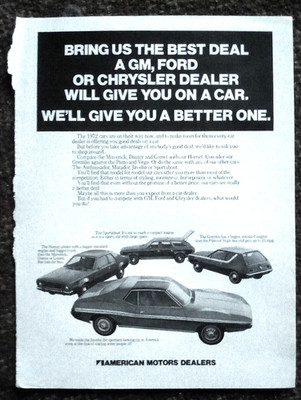 1971 American Motors AMC Print Ad Hornet Sportabout Gremlin Javelin