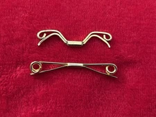 Set of 2 Curled Ends Clip-on Collar Bars Gold-tone Metal EUC