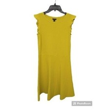 Ann Taylor Ruffle Sleeve Dress Mustard Md Boho,Party,Feminine,Cottage Core
