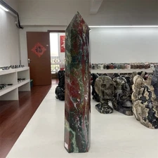 7.6LB 14.4"Large Natural Ocean Jasper Tower Obelisk Crystal Energy Reiki Healing